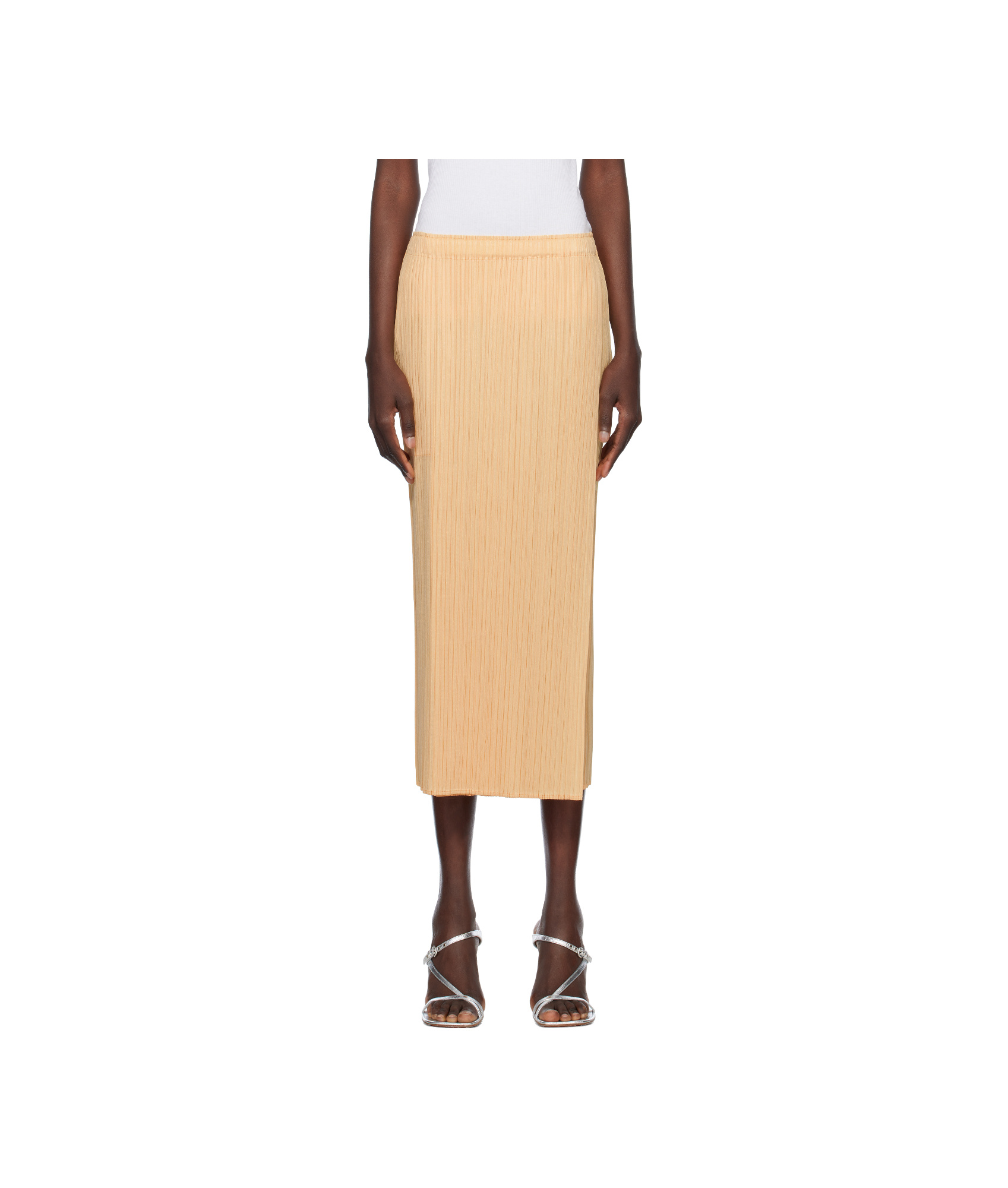 Shop Issey Miyake Elastic Waist Skirt In Yellow