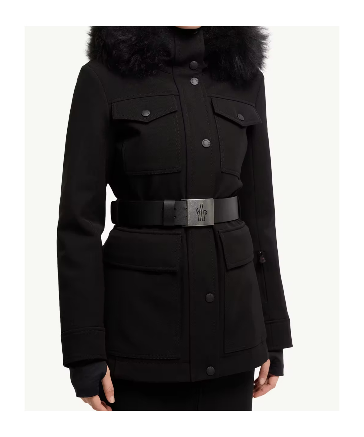 Moncler Bauges Hooded Shearling-trimmed Ski Down Jacket In Black