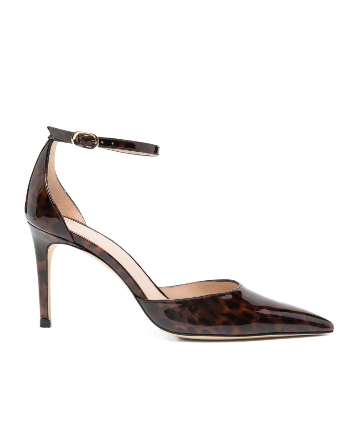 Stuart Weitzman 85mm Leopard-print Ankle-strap Pumps In Black