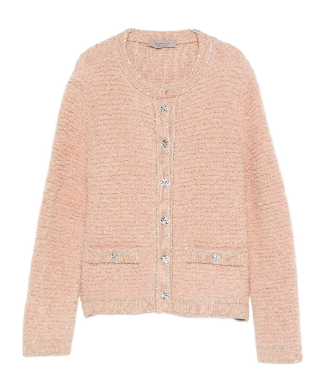 D Exterior Round Neck Long-sleeved Sweater In Pink