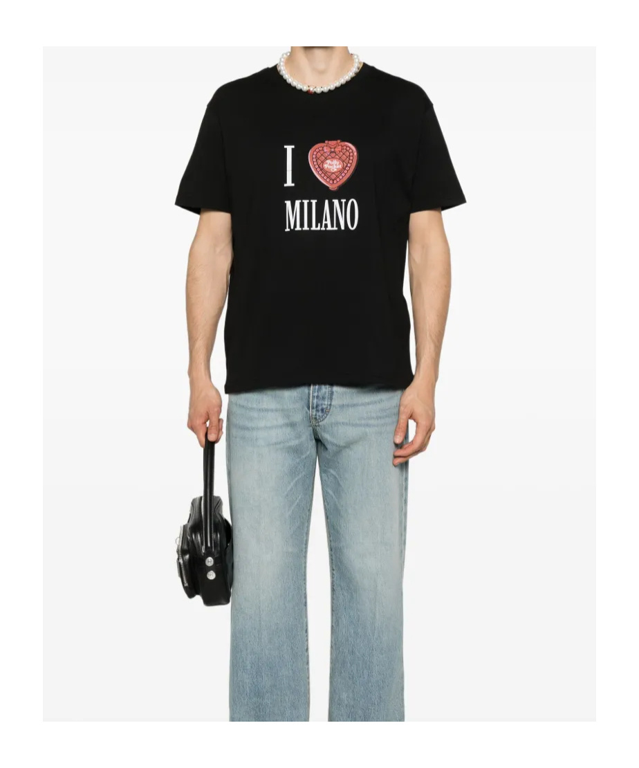 Gcds Graphic Print Milano Oversize T-shirt In Black