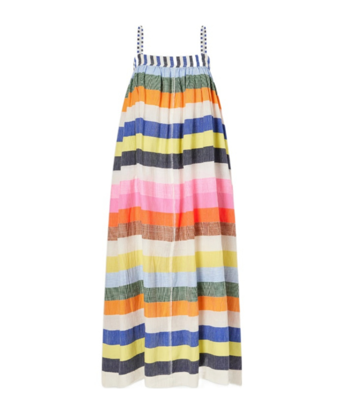 Lemlem Eda Striped Cotton-gauze Midi Dress In Multi