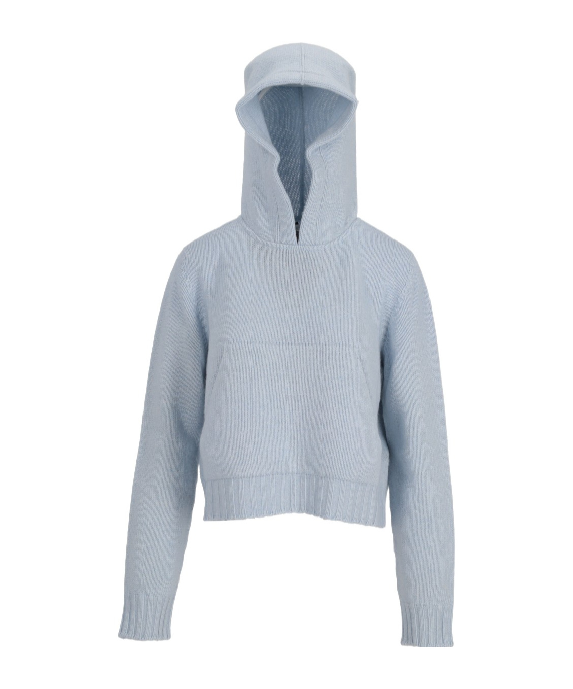 Palm Angels Pouch-pocket Knitted Hoodie In Blue