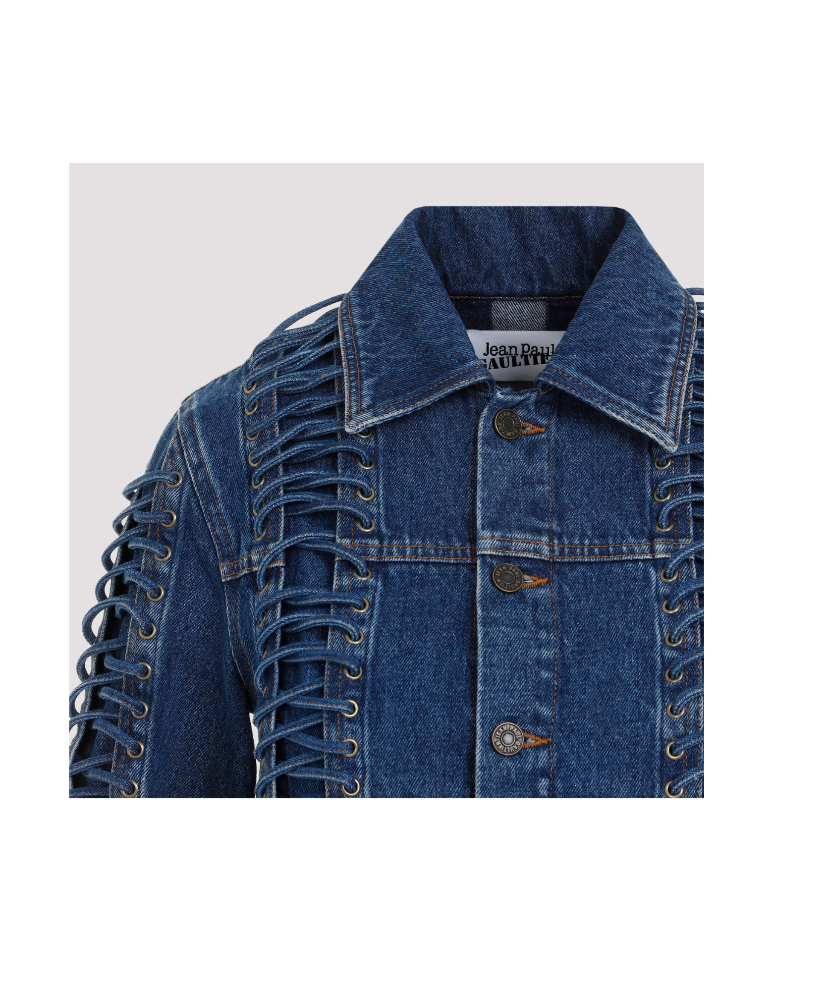 Shop Jean Paul Gaultier Long-sleeved Denim Coat In Blue