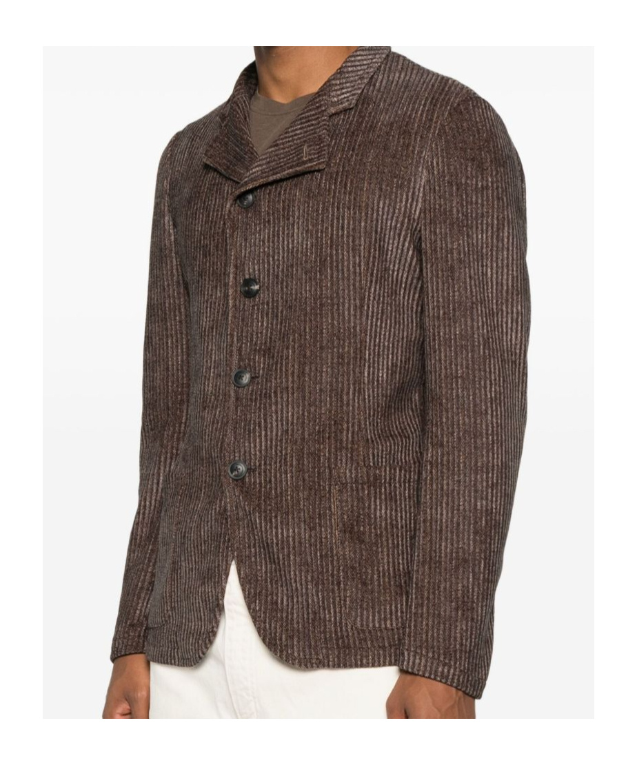 Emporio Armani Single-breasted Blazer Jacket Textured Finish In Brown
