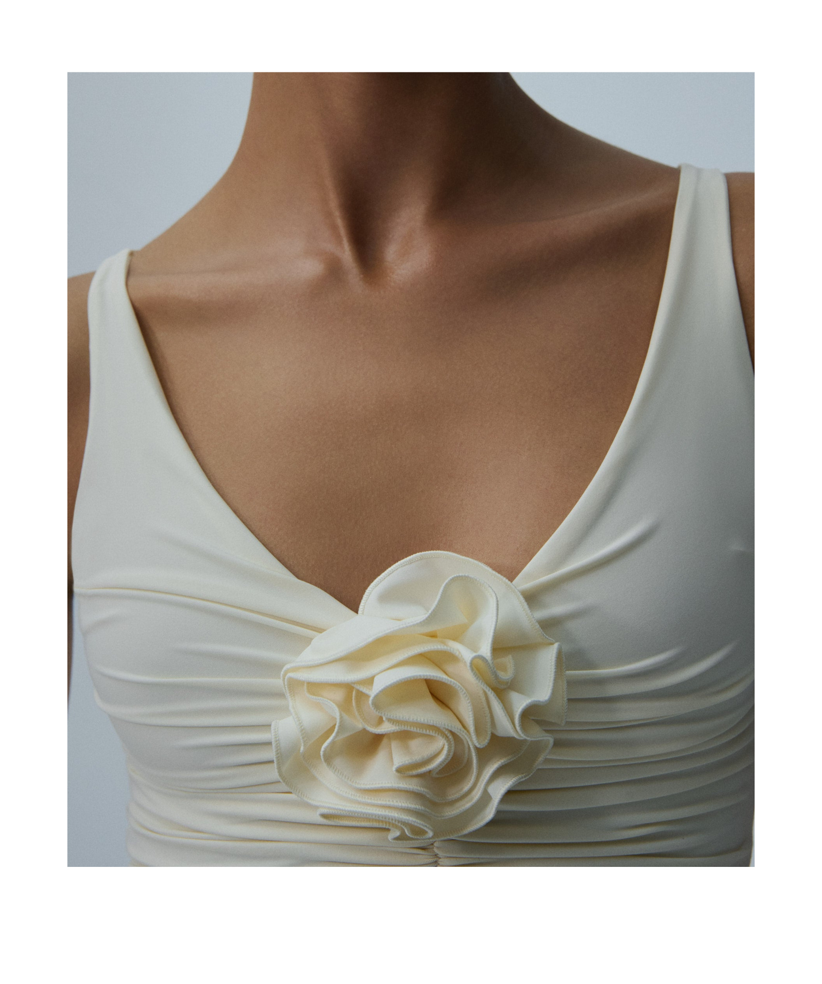 Shop Magda Butrym Flower-appliqué Swim Top In White