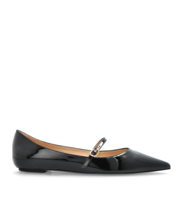 Stuart Weitzman Emilia Leather Mary Jane Point-toe Flats In Black