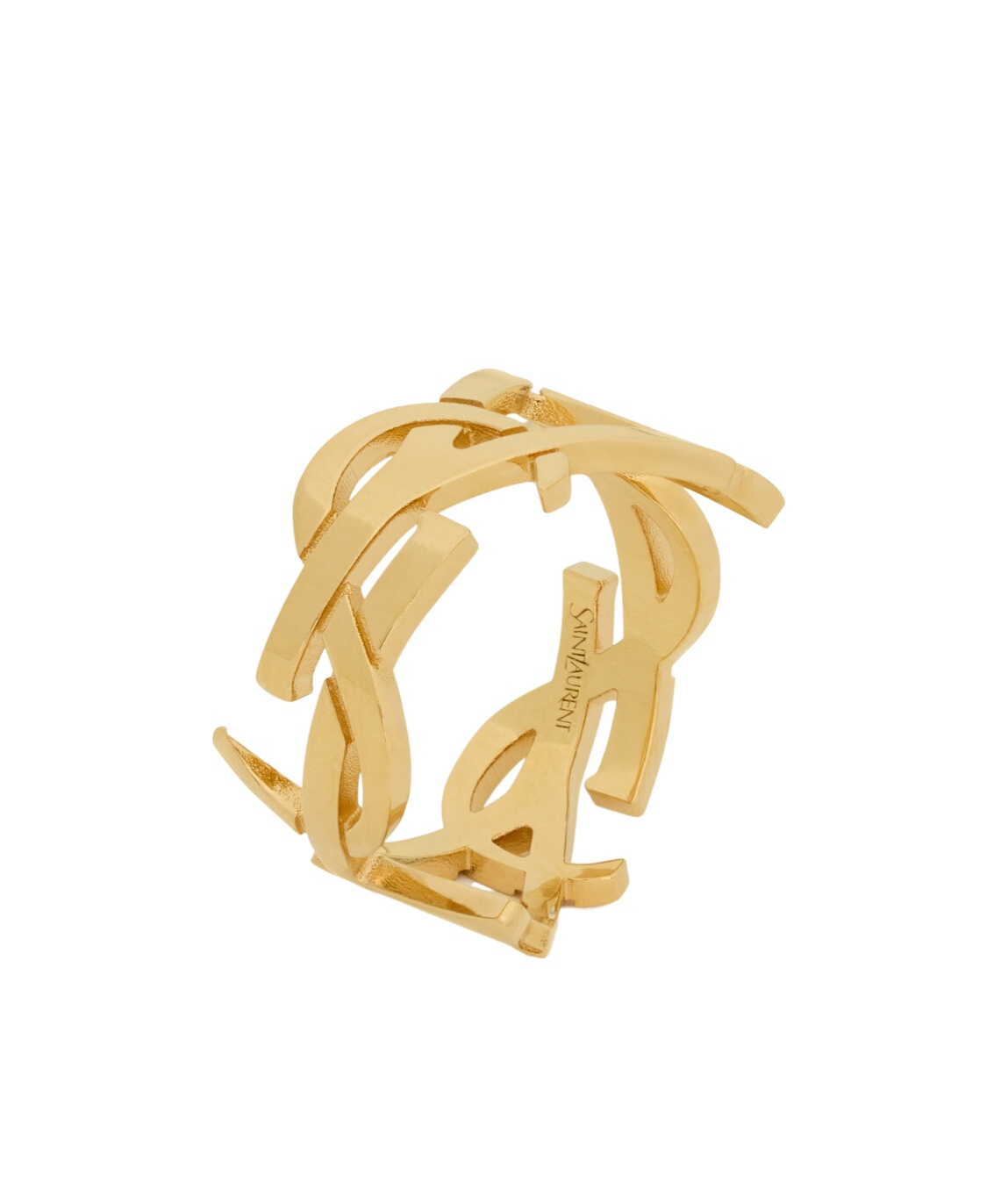Saint Laurent Cassandre Metal Scarf Ring In Yellow