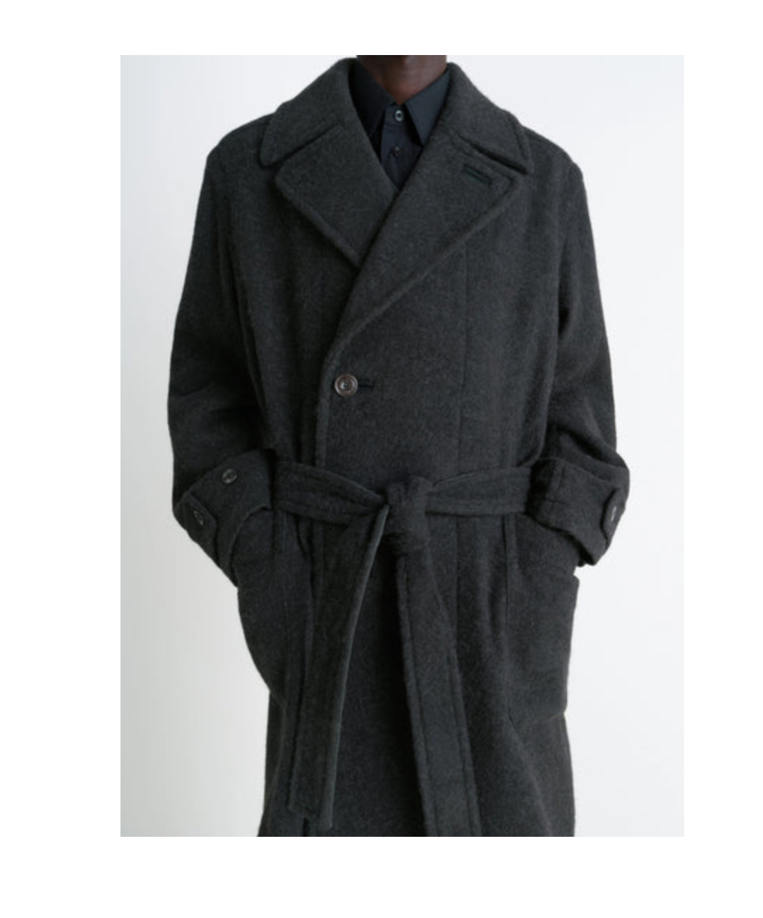 Lemaire Wool And Alpaca Long Coat With Belt In Black