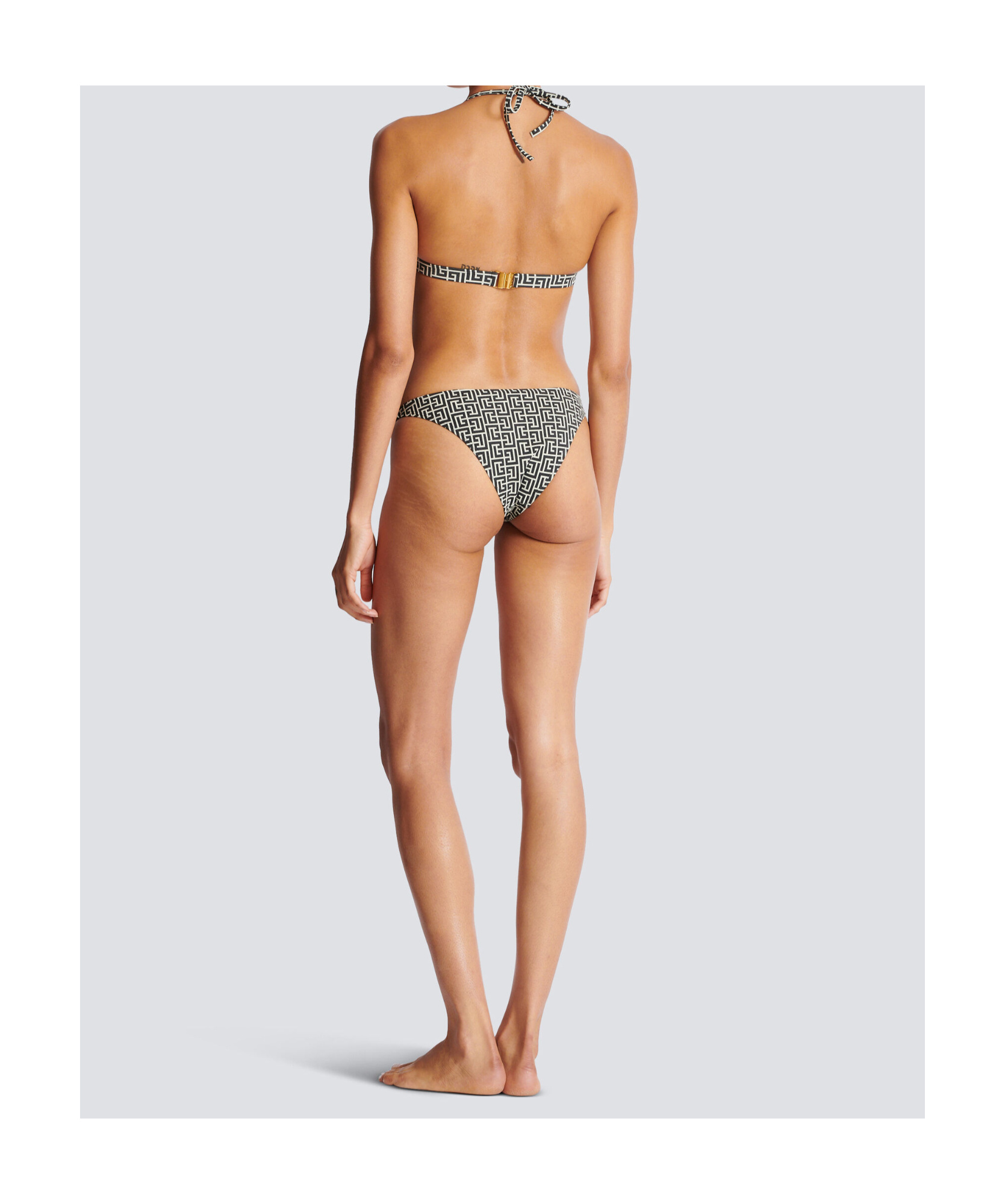 Balmain Pb Labyrinth Halterneck Bikini In Black