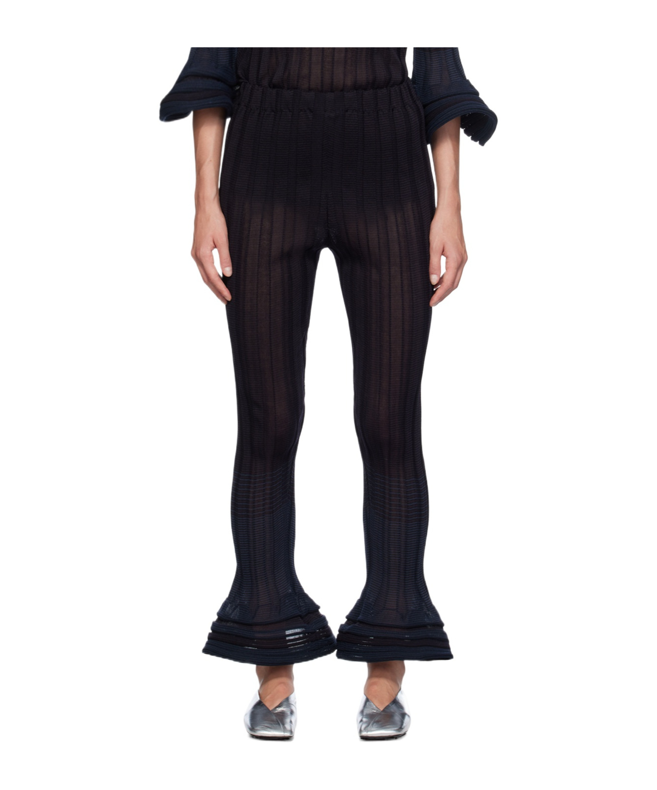 Issey Miyake Asagao Jacquard Striped Casual Pants In Black