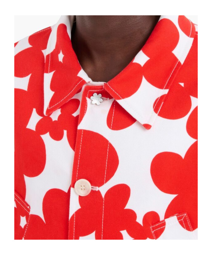 Shop Marni Floral-print Cotton Jacket In Red