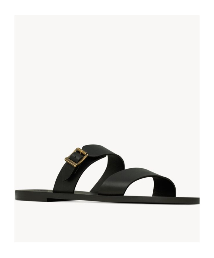 Saint Laurent Ios Slides In Smooth Leather In Black