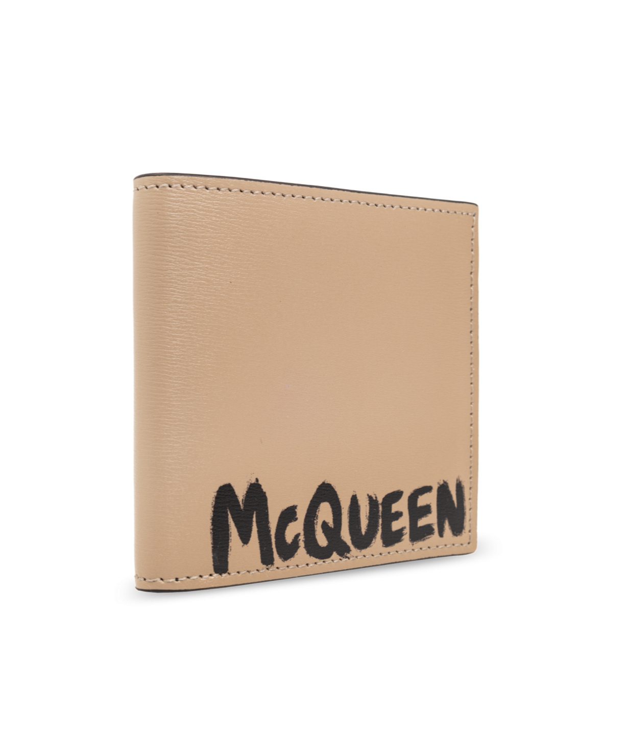 Alexander Mcqueen Logo Printed Bi-fold Wallet In Brown