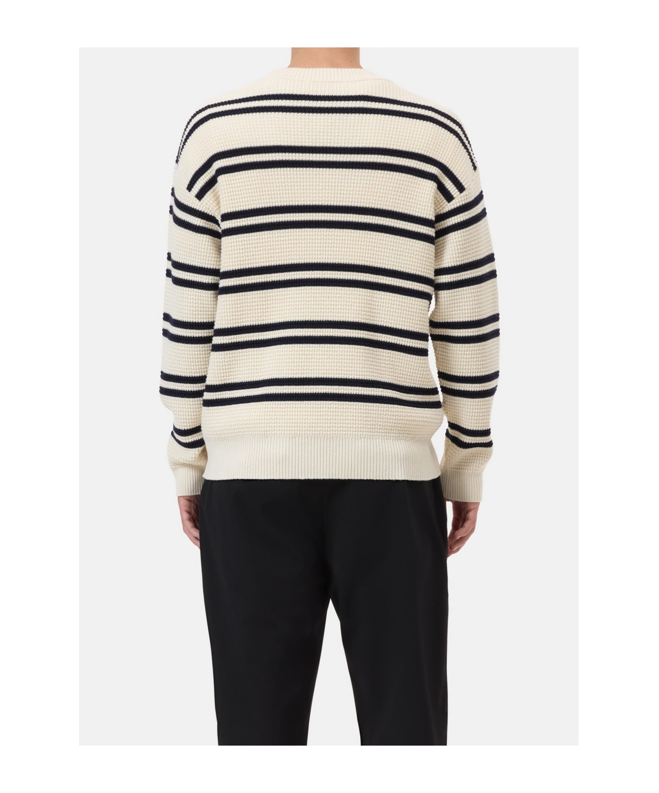 Closed Striped Knitted Sweater In Neutral