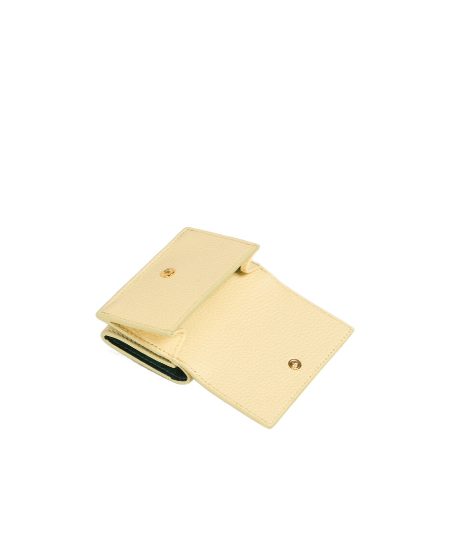 Marni Light Yellow Leather Trifold Venice Wallet With Marbled Interior In Yellow