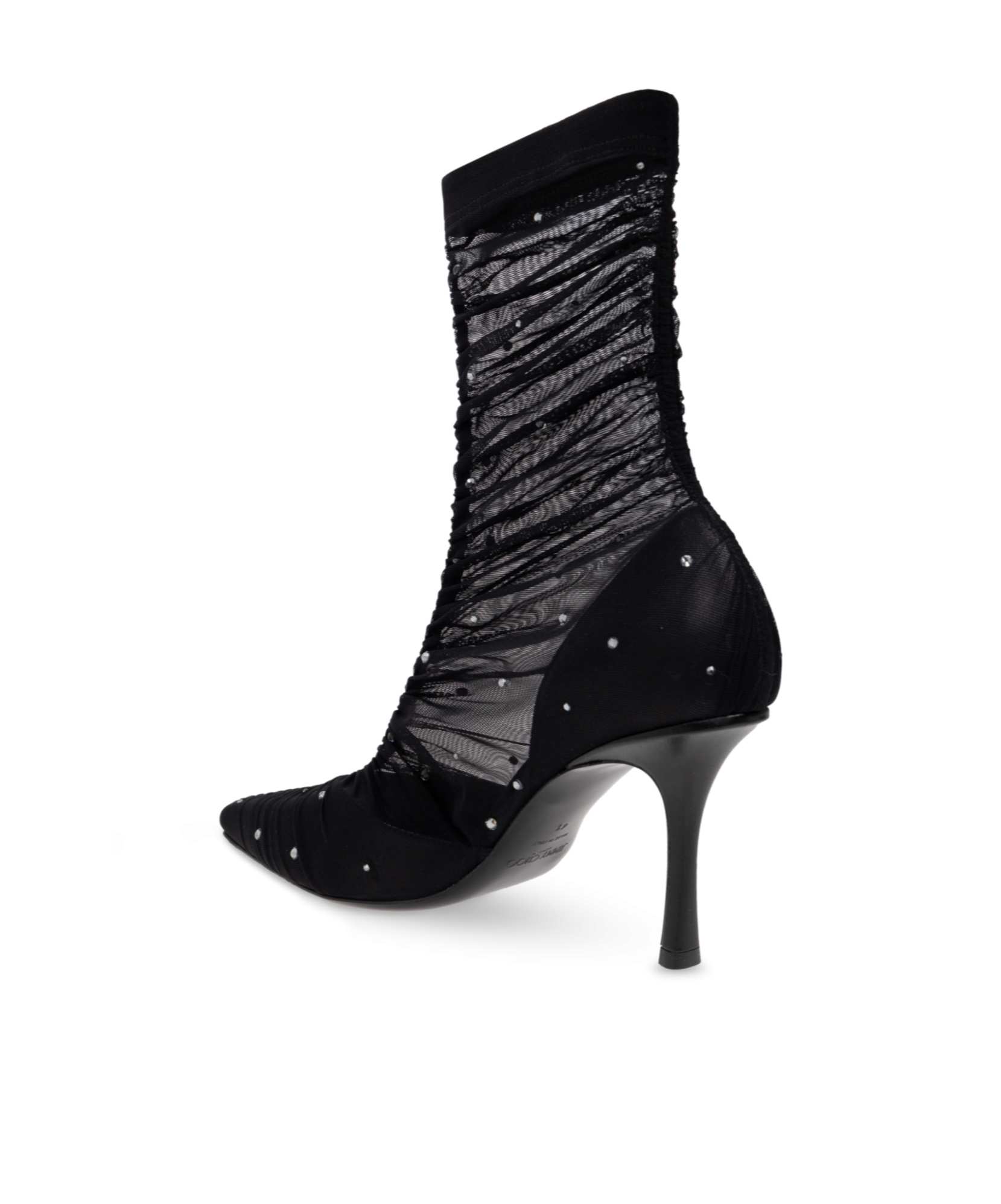 Jimmy Choo Lotta Ab 85 Crystal-embellished Tulle And Satin Sock Boots In Black
