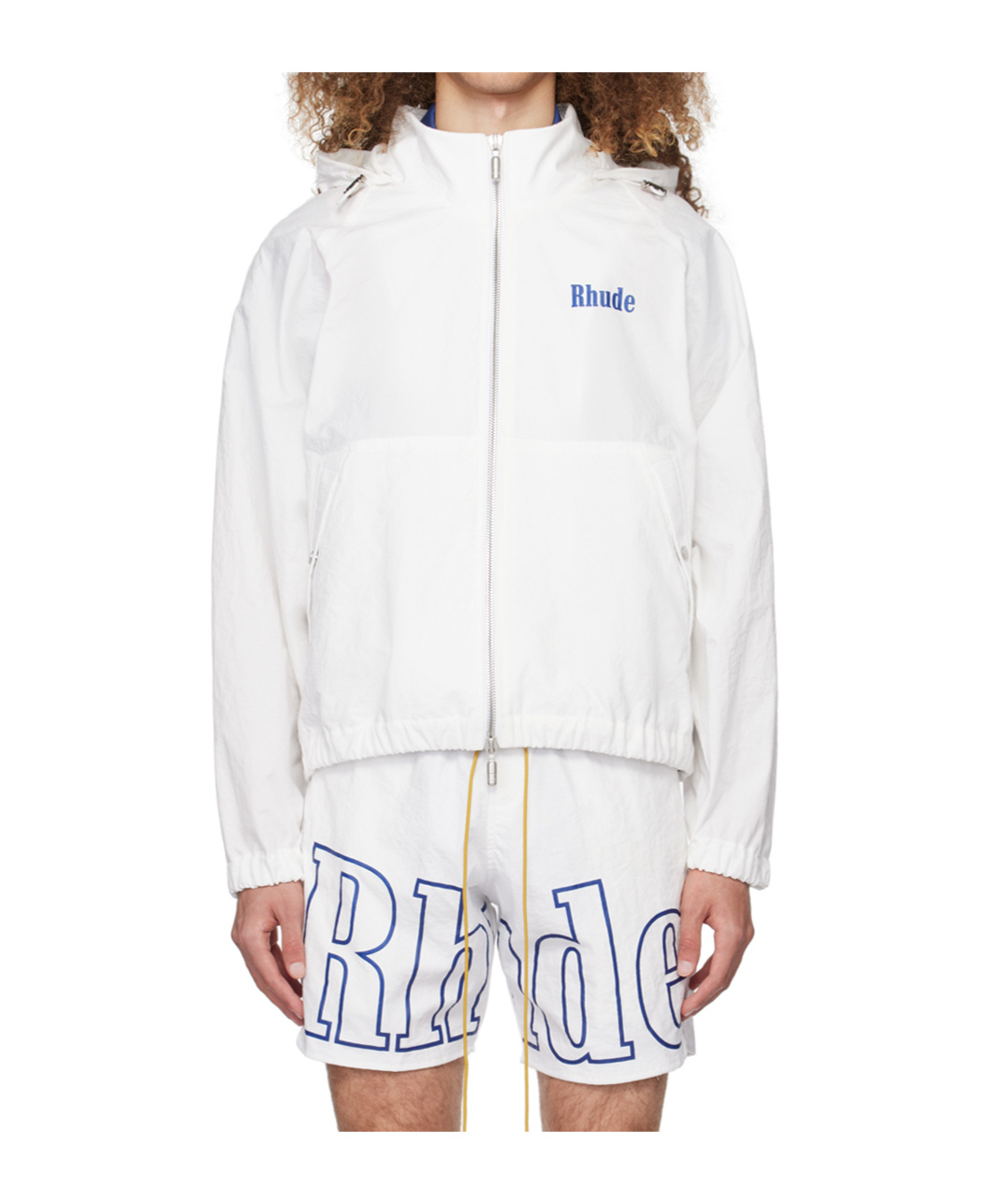 Rhude Logo-print Hooded Track Jacket In White