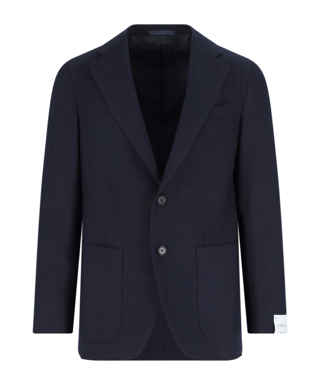 Caruso Tailored Black Herringbone Jacket With Notched Lapel In Blue