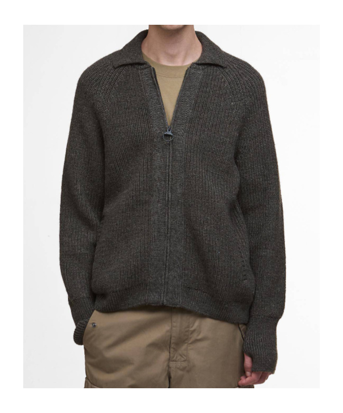 Barbour Garthman Knitted Zip-up Jumper In Gray