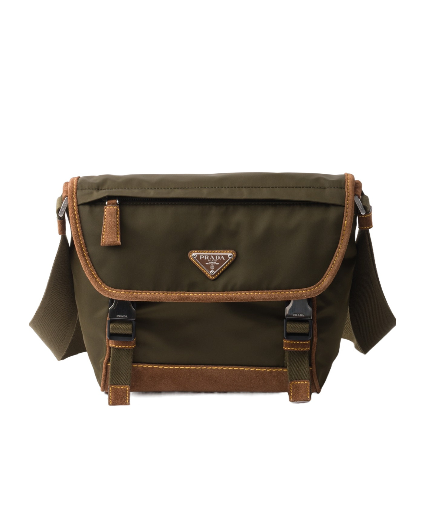 Prada Re-nylon Shoulder Strap Crossbody Bags Green In Musk Green/cocoa