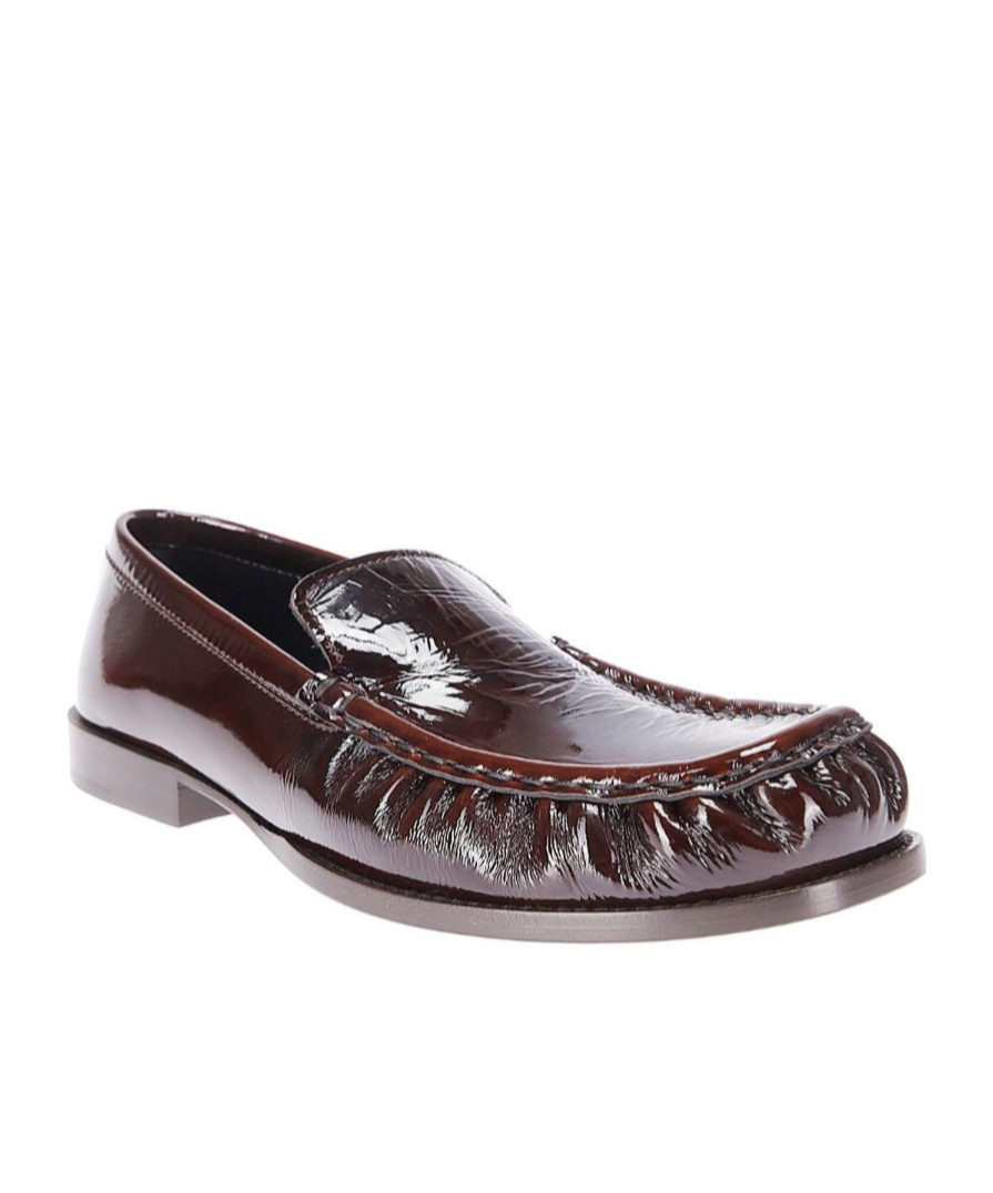 Dries Van Noten Moccasin Shoe With Shiny Leather In Gray