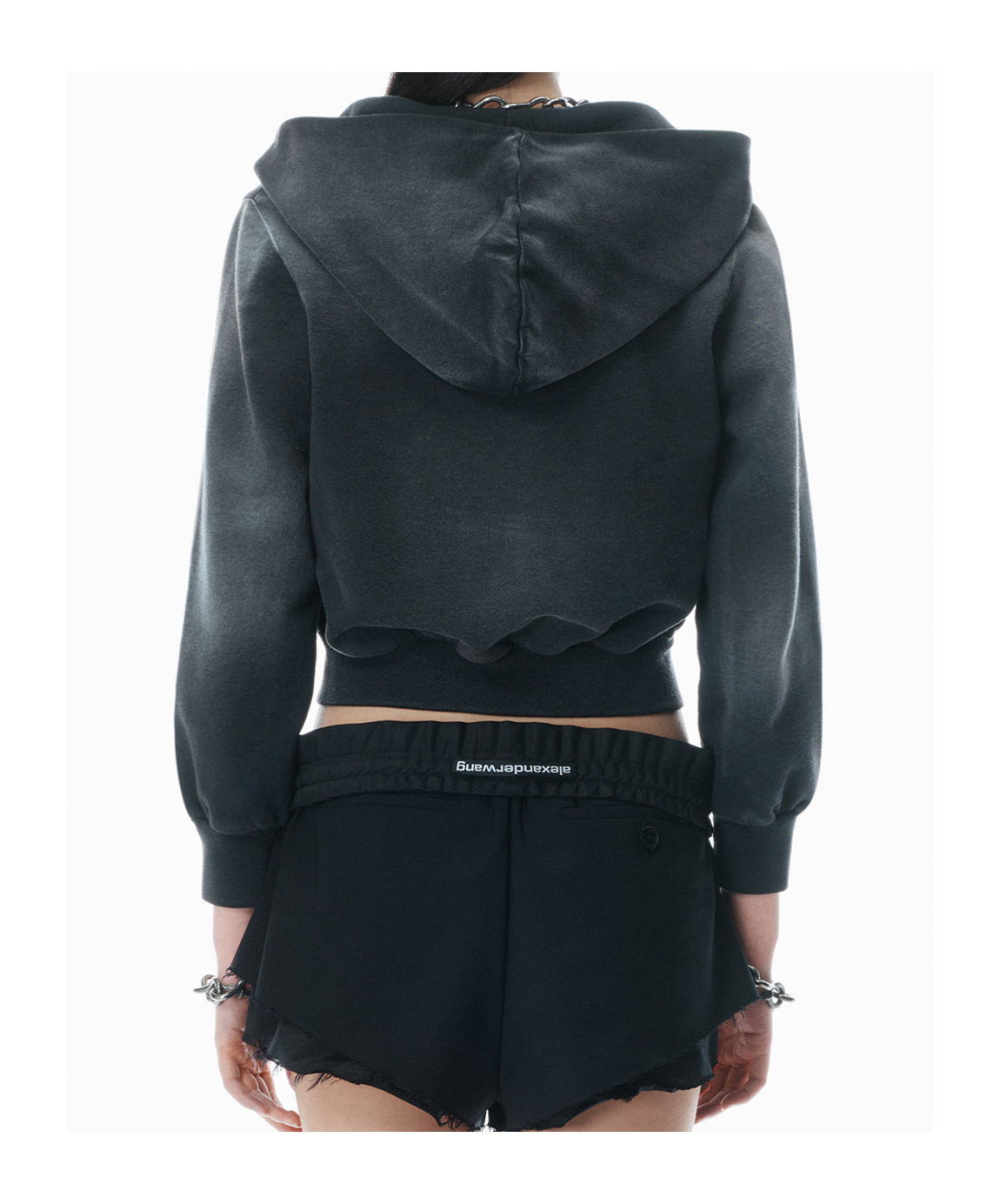 Alexander Wang T Shrunken Cotton Terry Cardigan In Black