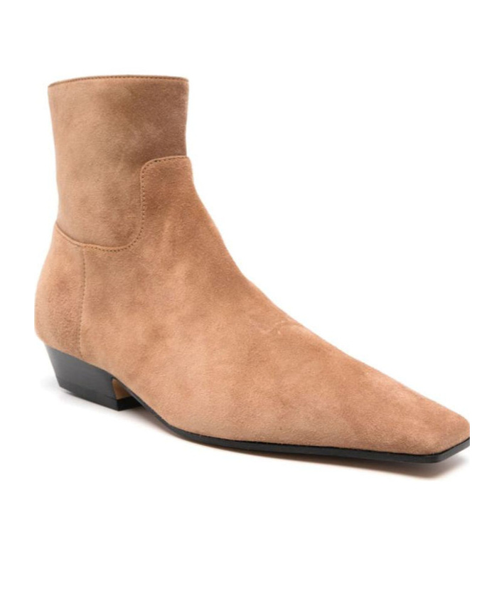 Khaite Square-toed Short Boots In Brown