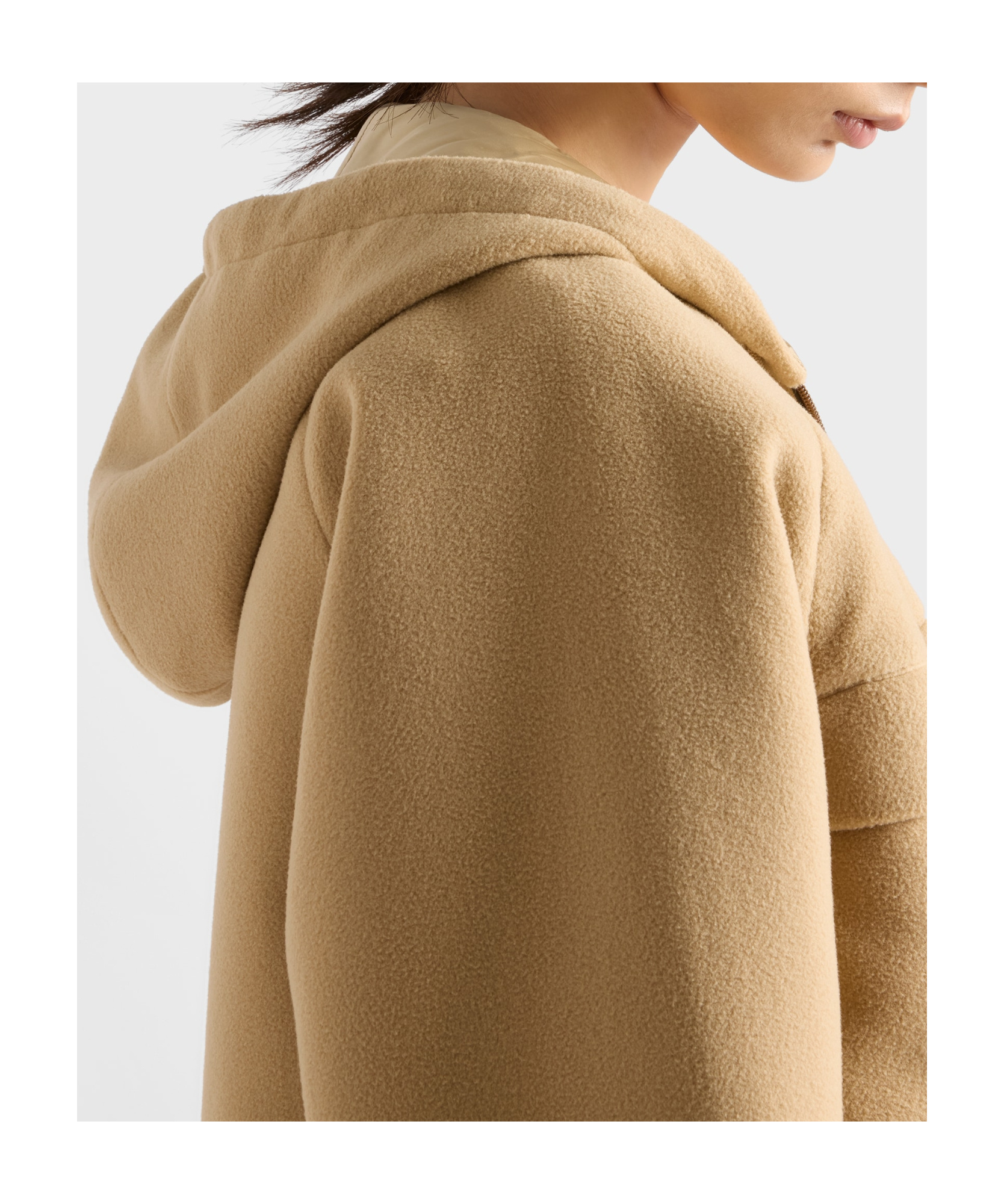 Prada Technical Fleece Hoodie Jacket In Brown