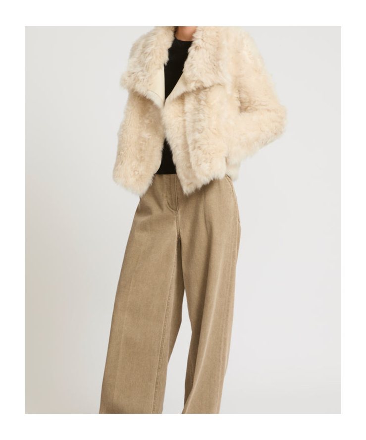 Yves Salomon Short Jacket In Toscana Lambskin In White