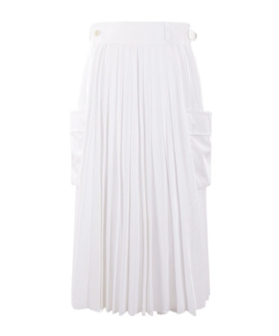 Sacai Pleated Midi Skirt In White