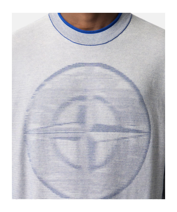 Stone Island Oversized Fit Mock Neck Jumper With Two-toone Yarn In Cornflower Blue
