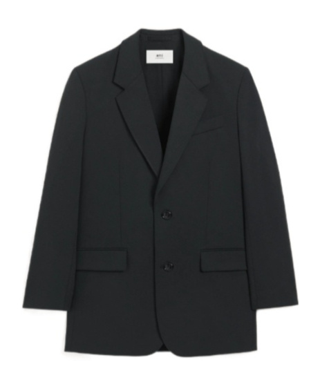 Ami Alexandre Mattiussi Black Wool Loose Double Breasted Jacket In Gray