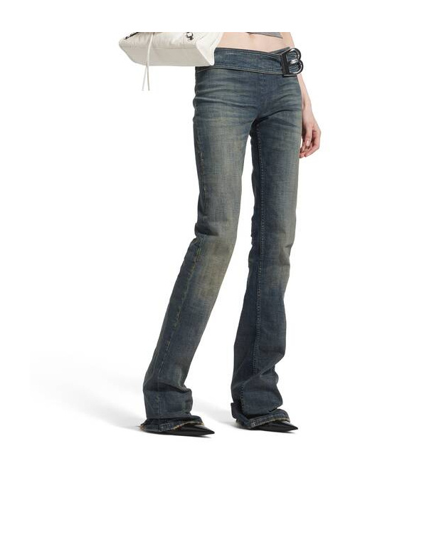 Balenciaga Buckle Design Flared Trousers In Gray