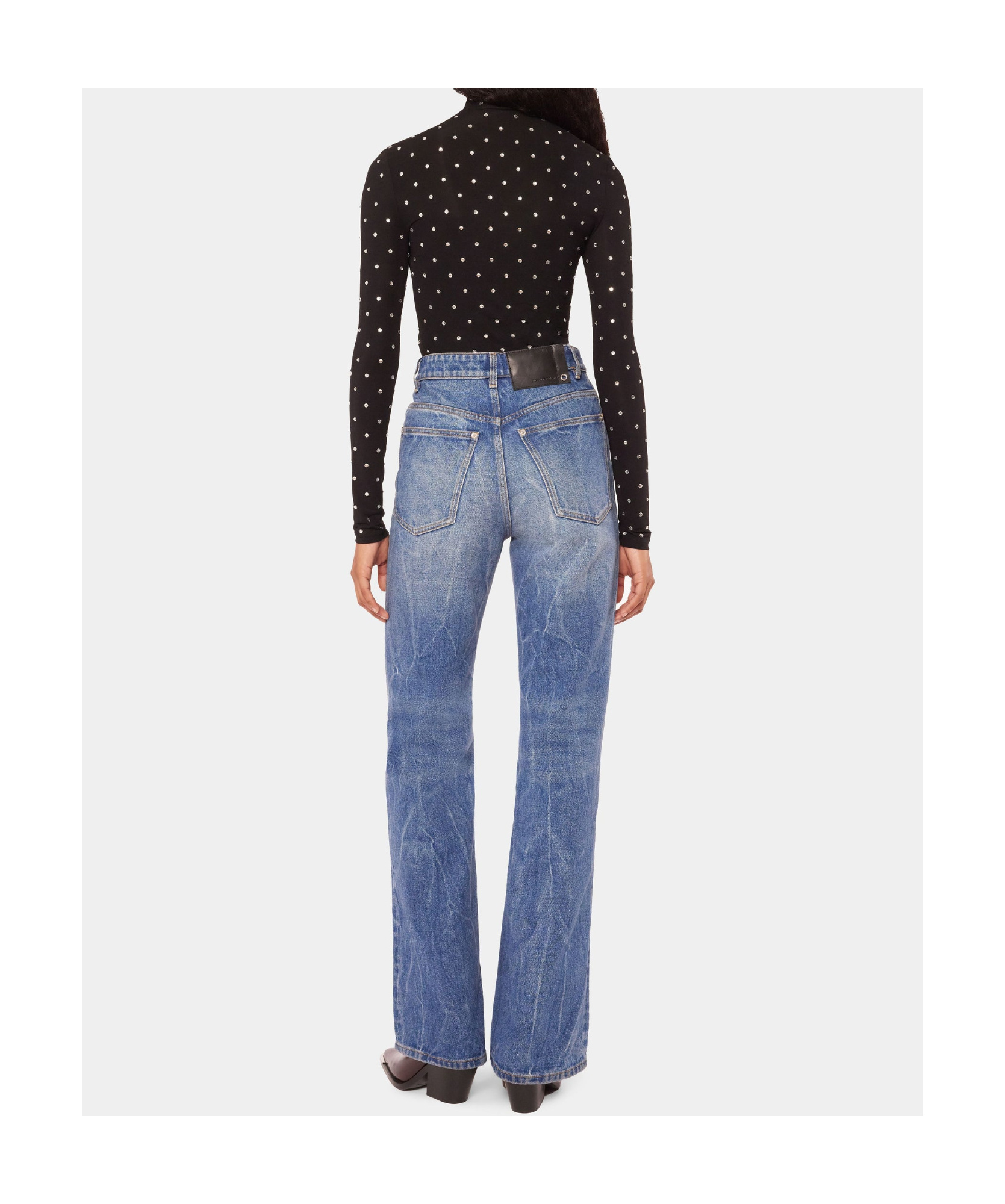 Rabanne Crystal-embellished Stretch-jersey Turtleneck Top In Black