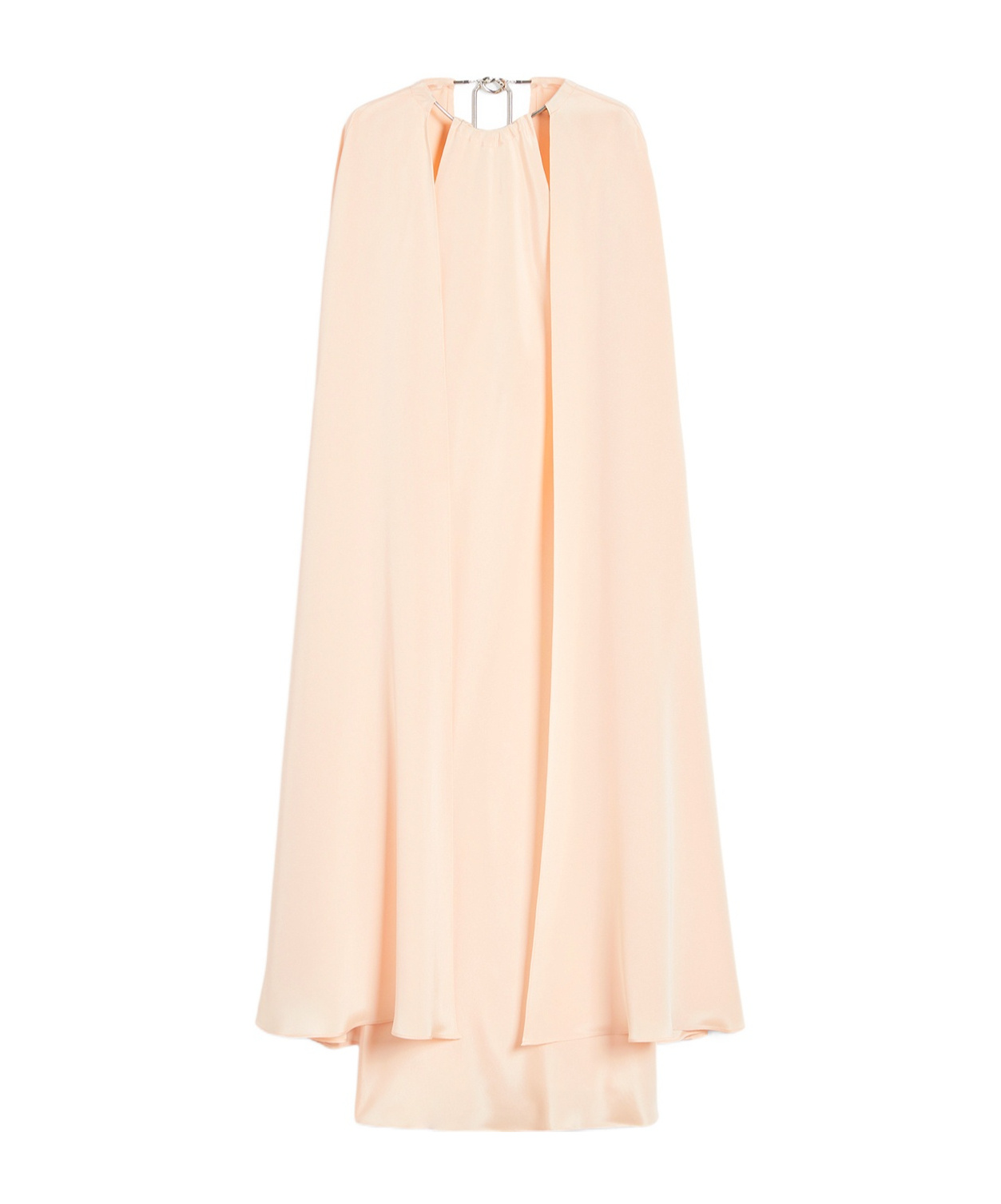 Max Mara Managua Silk Long Dress With Silk Cape And Metal Detail In Nude