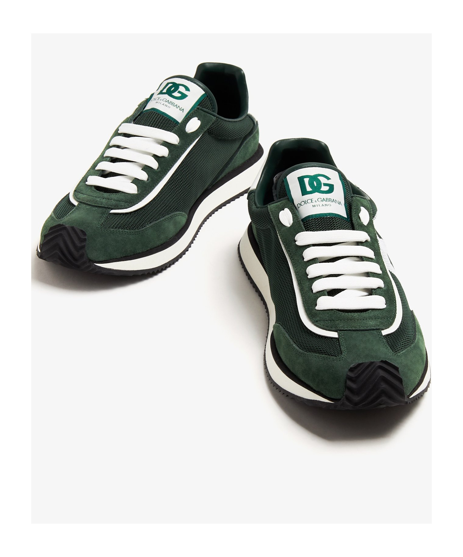 Dolce & Gabbana Multicolor Suede And Mesh Dg Aria Sneakers In Green
