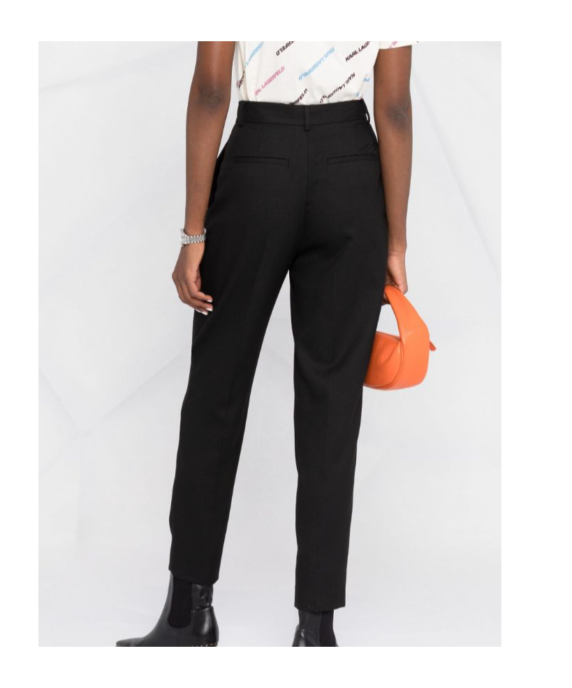 Karl Lagerfeld High-rise Cropped Trousers In Black