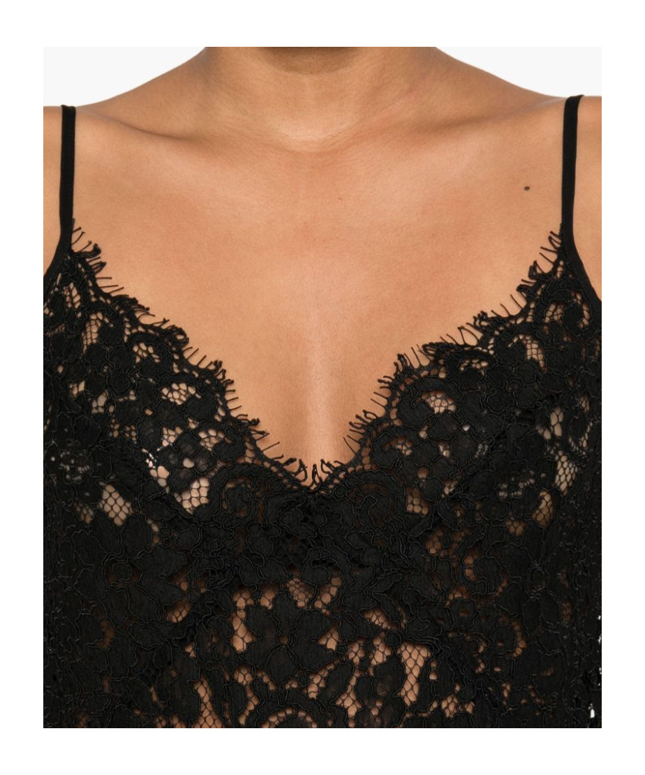 Shop Blumarine Floral-lace Tank Top In Black