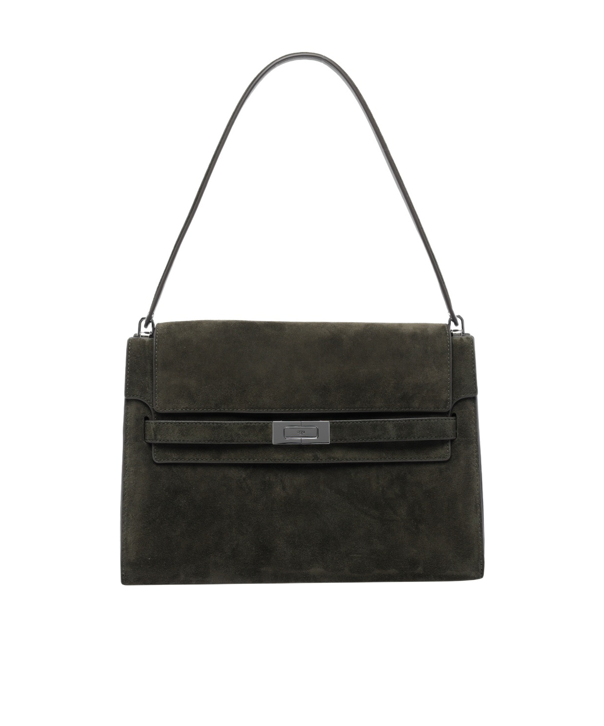 Tory Burch Large Lee Radziwill Suede Shoulder Bag In Black