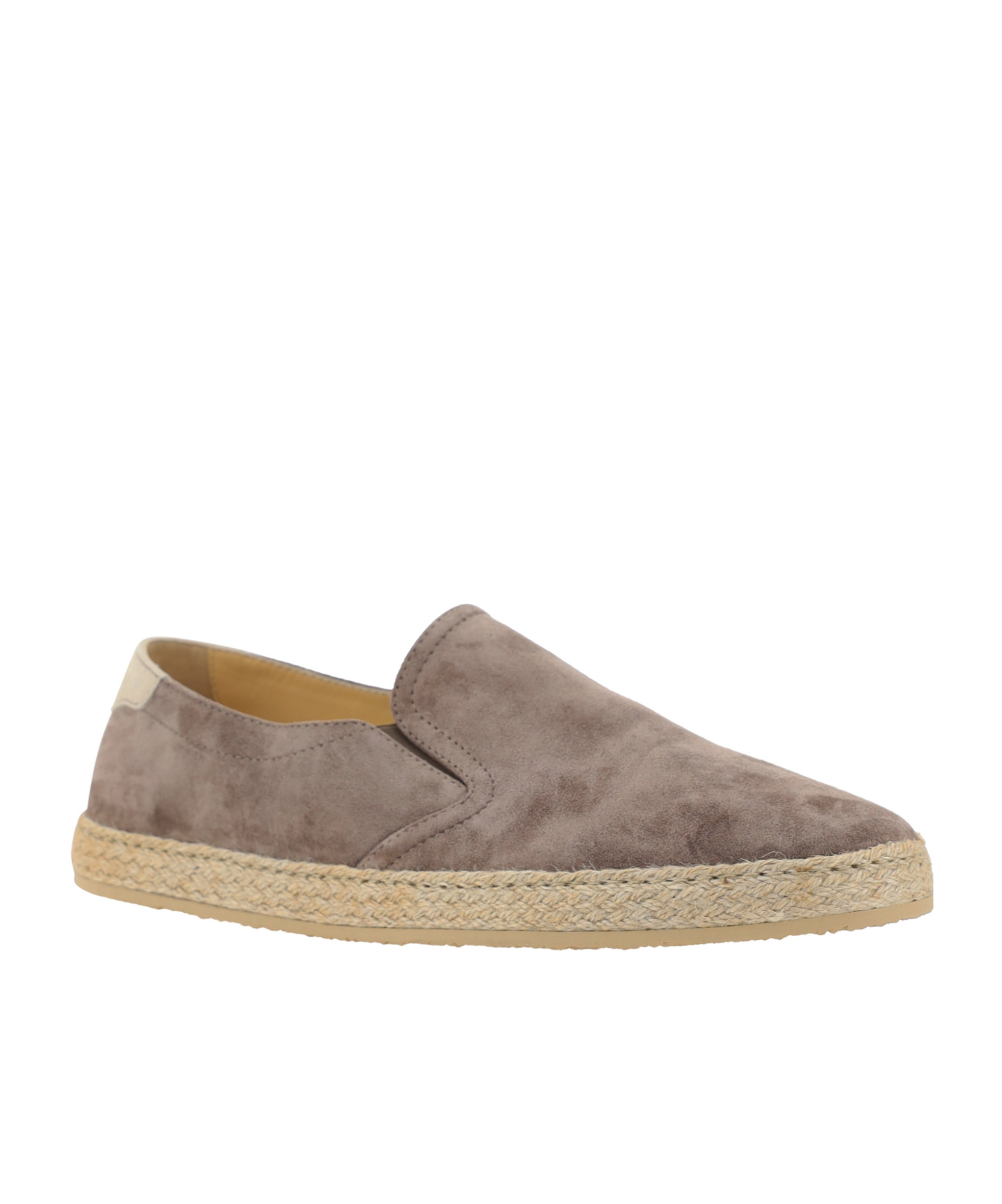 Brunello Cucinelli Leather Espadrilles With Contrast Heel Panel In Nude
