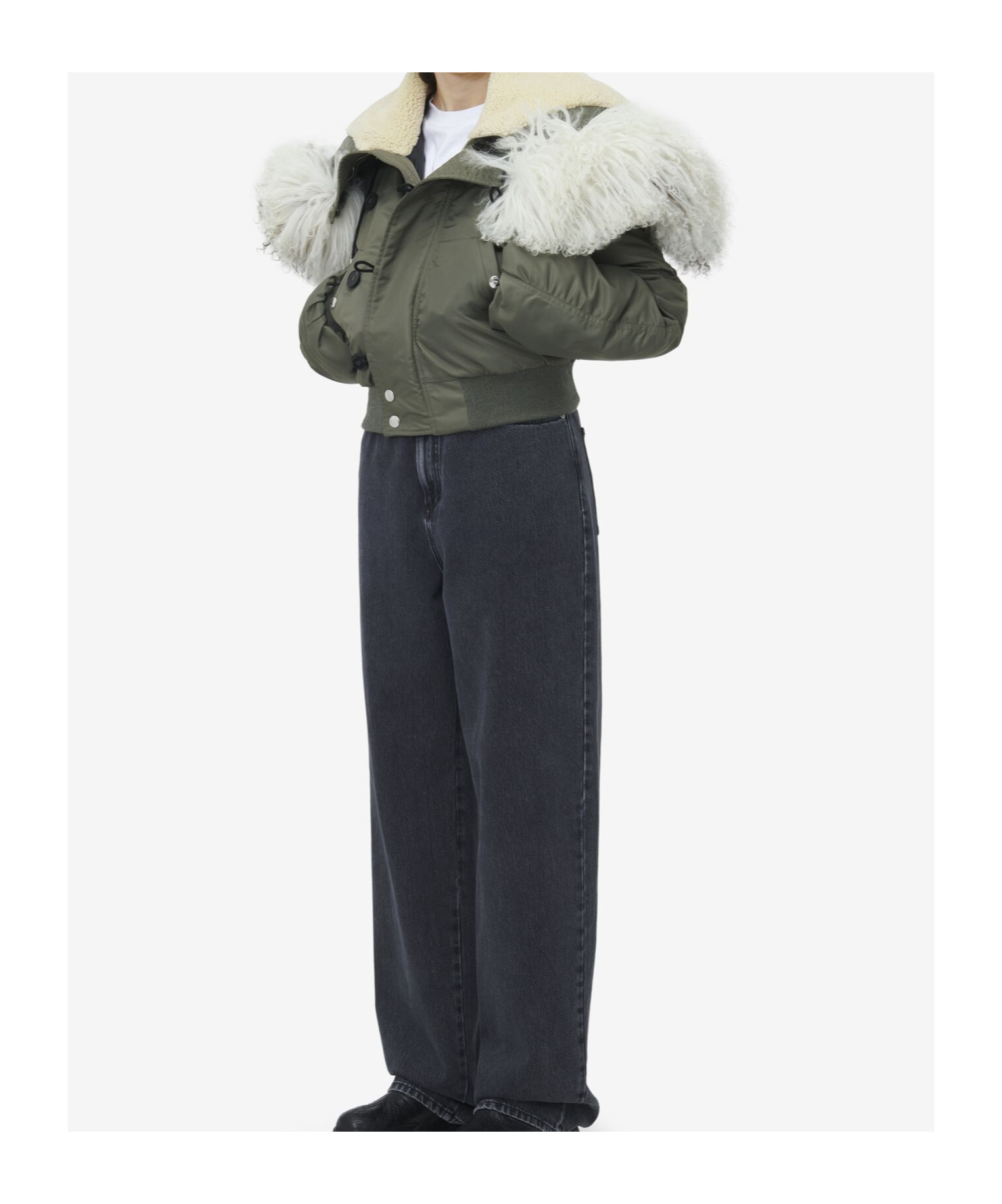 Alexander Mcqueen Wool-collar Pilot Jacket In Black