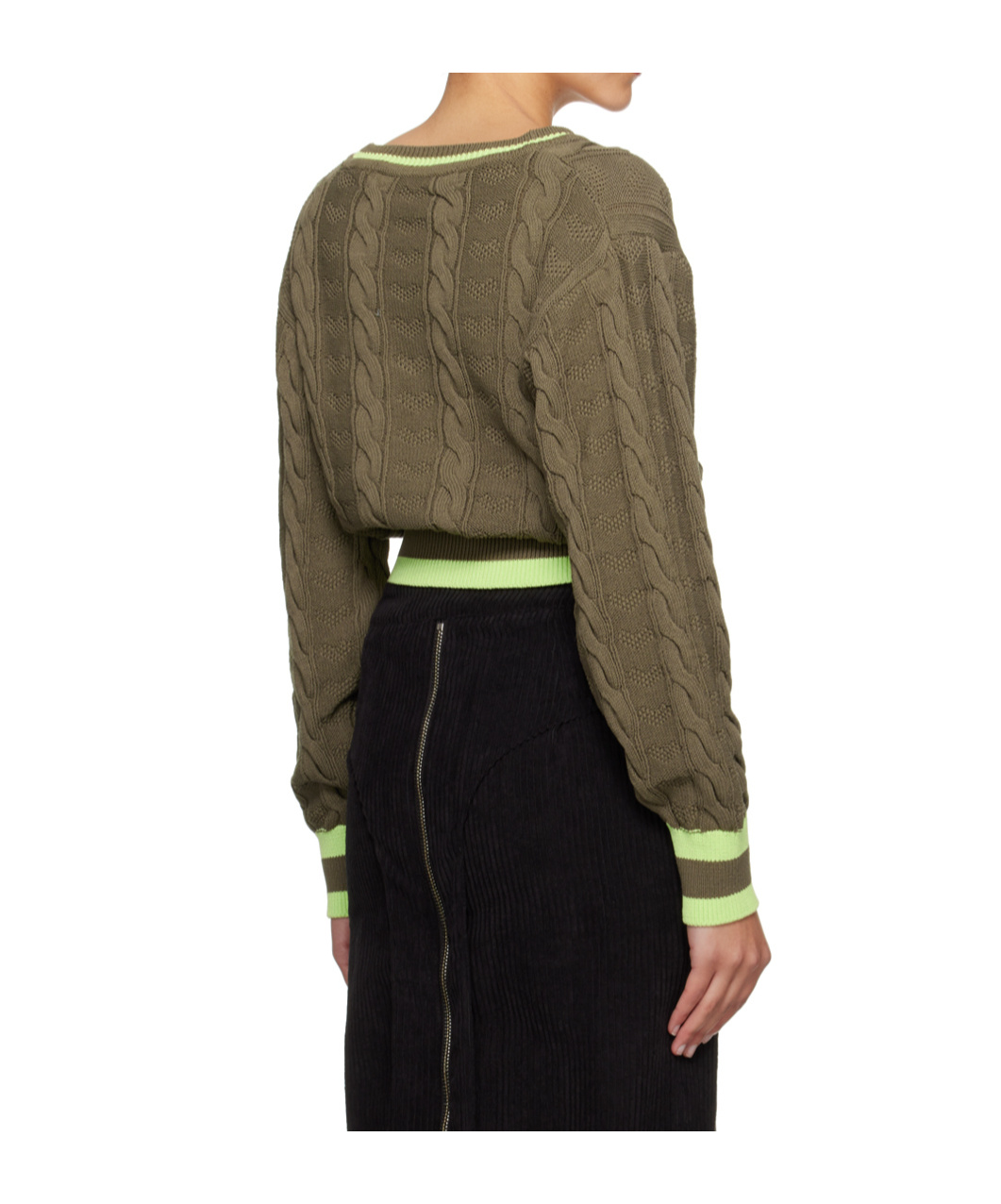 Open Yy Cable-knit Cardigan In Brown