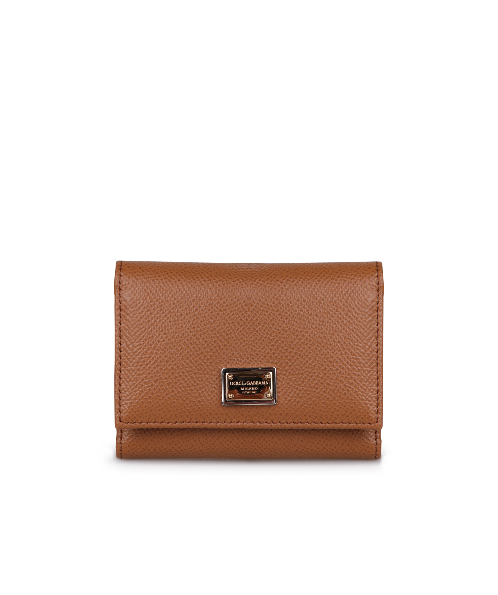 Dolce & Gabbana Dauphine French-flap Leather Wallet In Brown