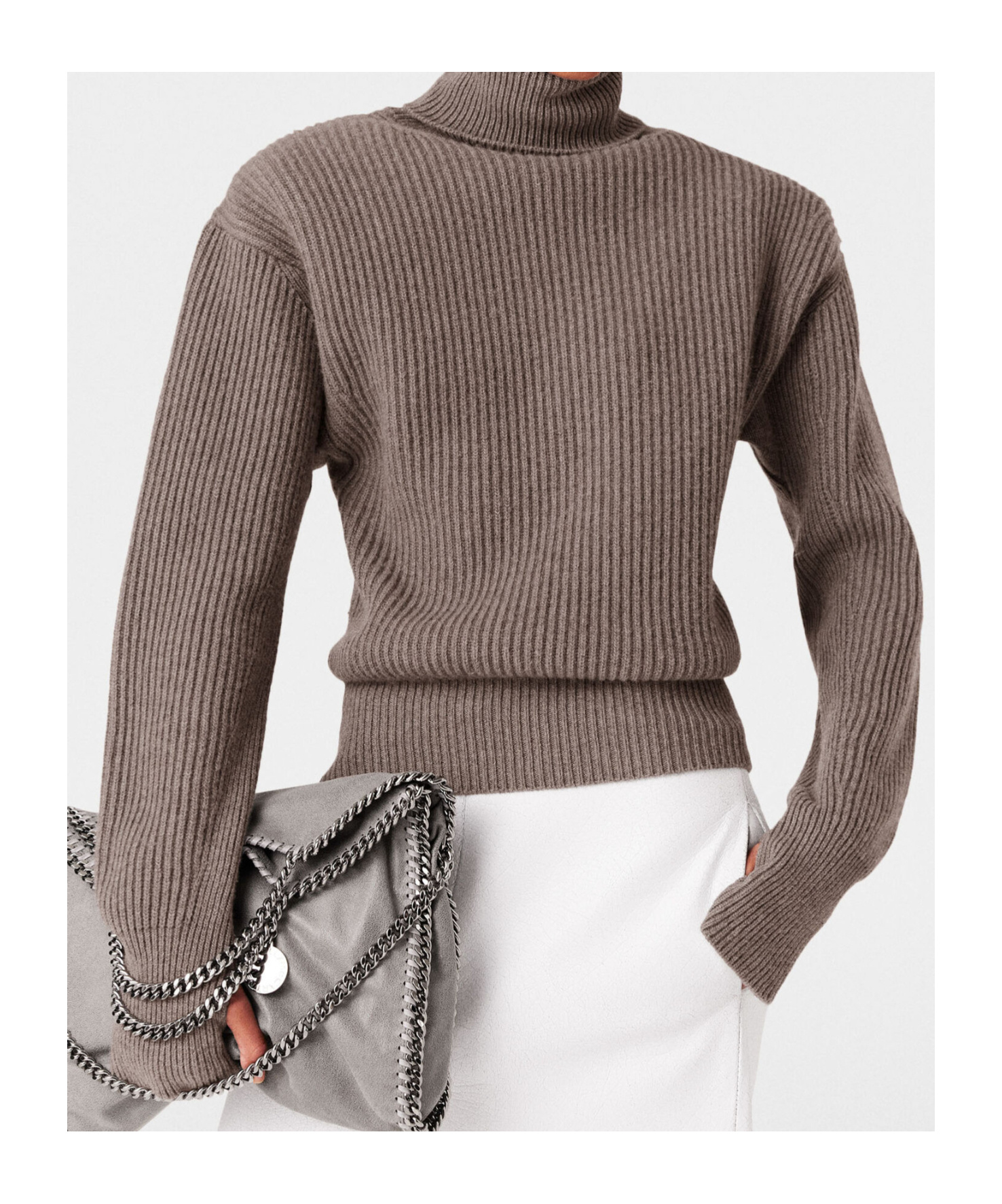 Stella Mccartney Long-sleeve Turtleneck Jumper In Gray