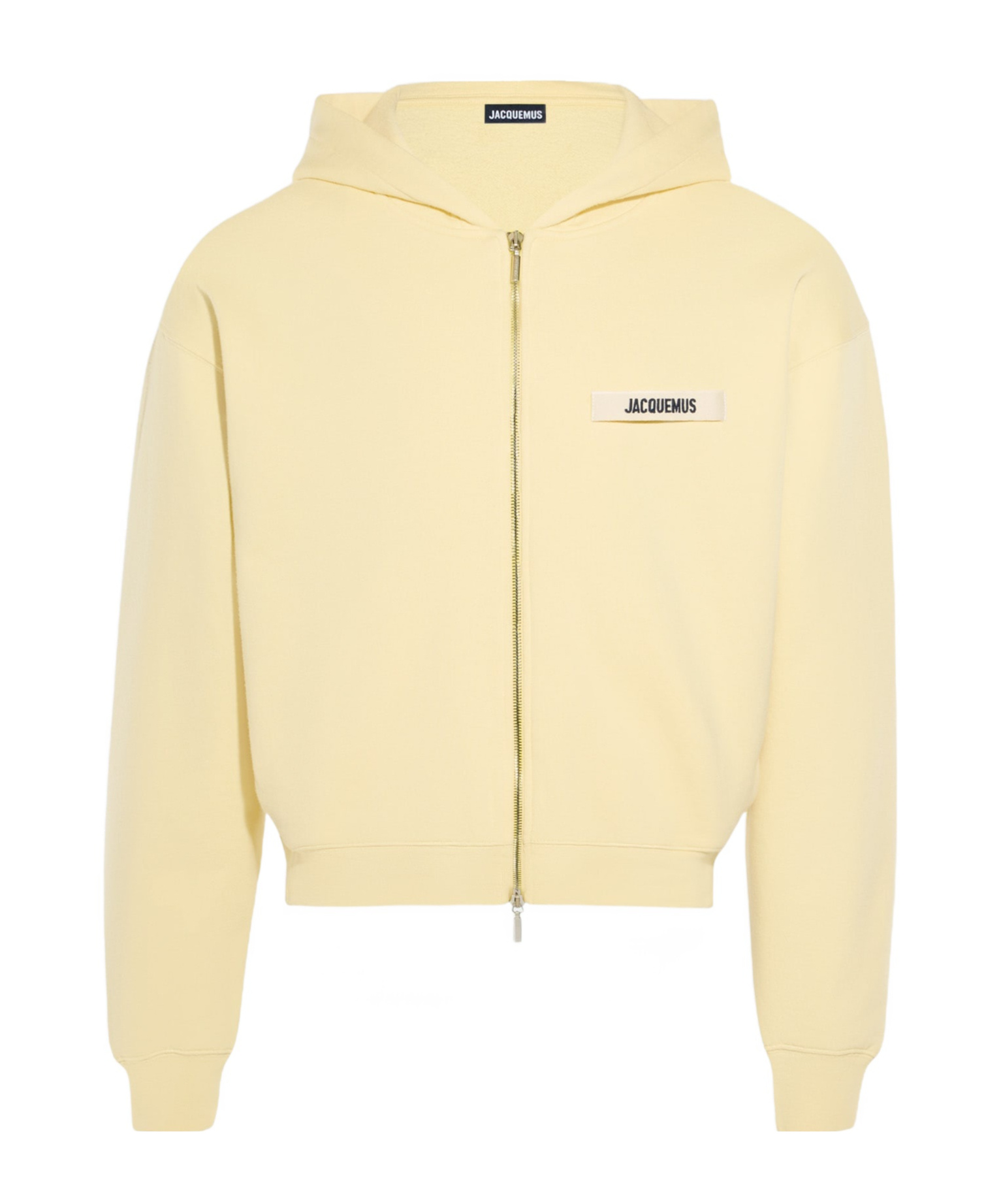 Shop Jacquemus Grosgrain Logo Zip Hoodie In Nude