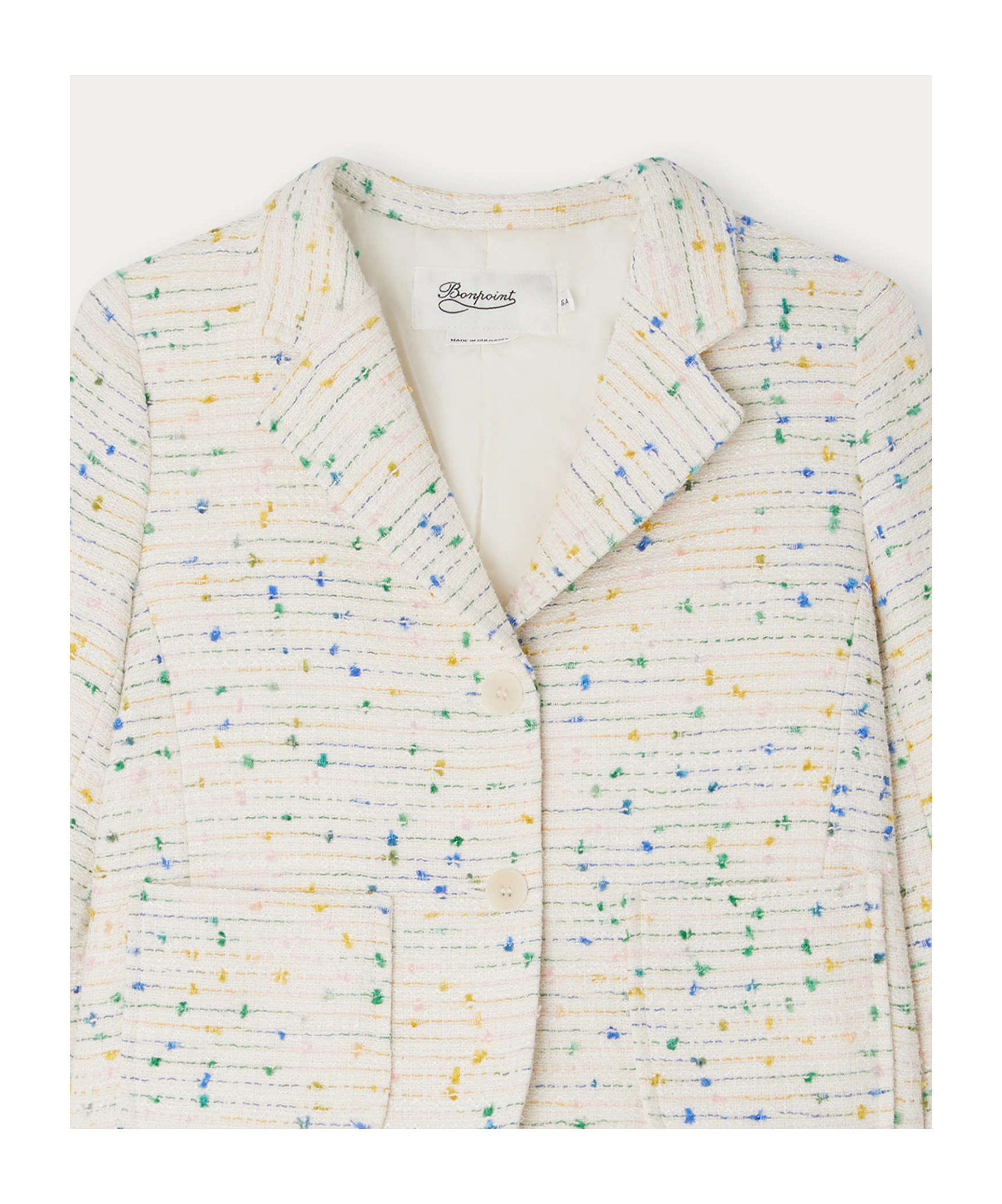 Bonpoint Tomas Tweed Blazer In White