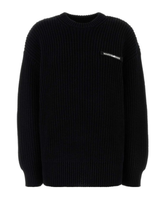 Marine Serre Knitwear Crew Neck Ribbed Texture In Black