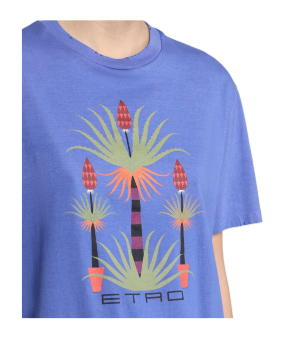 Etro X Agostino Iacurci Palm Tree Print T-shirt In Blue