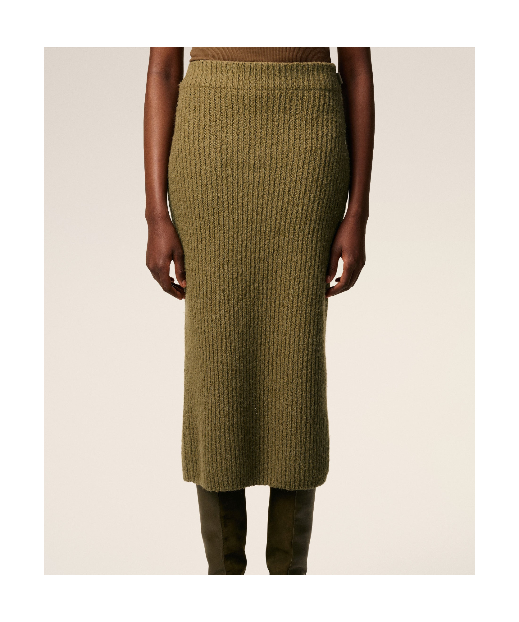 Ami Alexandre Mattiussi Wool Straight Skirt In Green